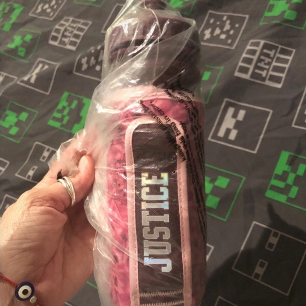 Justice Pink Leopard Print Insulated Water Bottle with Sleeve
